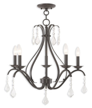 HomeRoots Five Light Dimmable Chandelier with Sleek Cylindrical Shades - Modern Steel Fixture for Any Room 687213