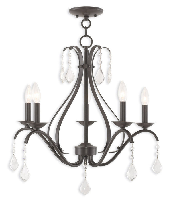 HomeRoots Five Light Dimmable Chandelier with Sleek Cylindrical Shades - Modern Steel Fixture for Any Room 687213