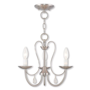 HomeRoots Nickel Three-Light Dimmable Chandelier with Unique Cylinder Shades for Elegant Ambient Lighting 687215