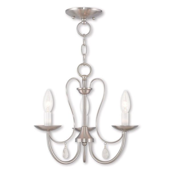 HomeRoots Nickel Three-Light Dimmable Chandelier with Unique Cylinder Shades for Elegant Ambient Lighting 687215