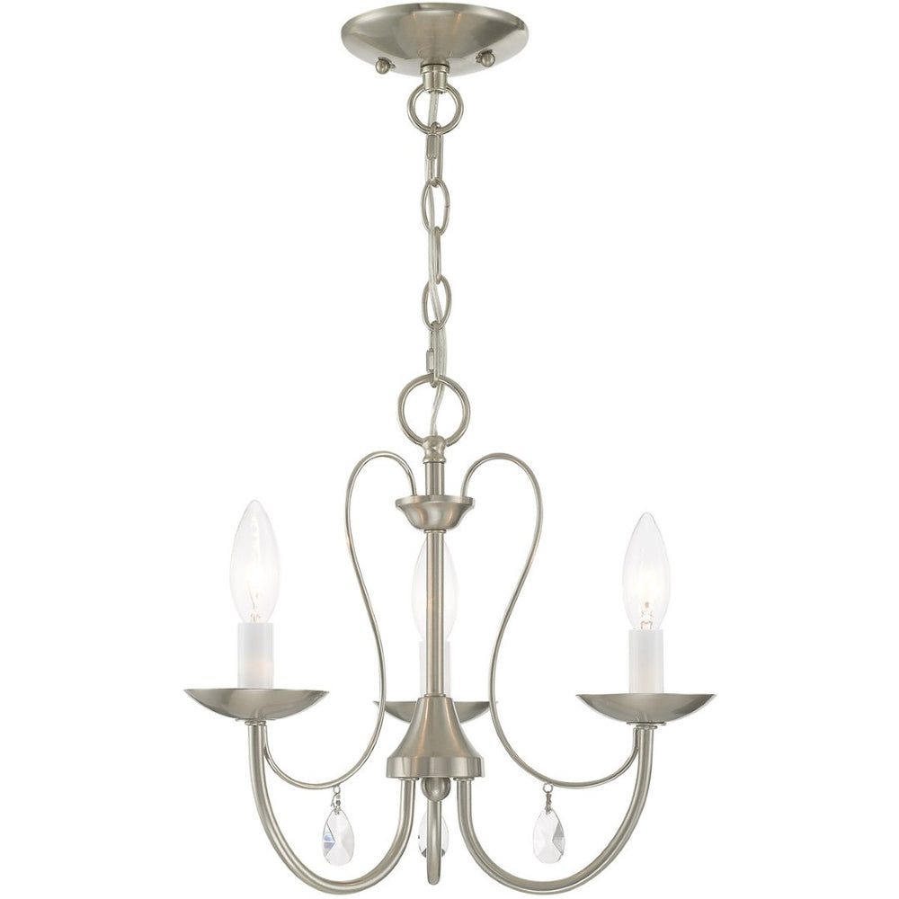 HomeRoots Nickel Three-Light Dimmable Chandelier with Unique Cylinder Shades for Elegant Ambient Lighting 687215