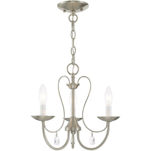 HomeRoots Nickel Three-Light Dimmable Chandelier with Unique Cylinder Shades for Elegant Ambient Lighting 687215