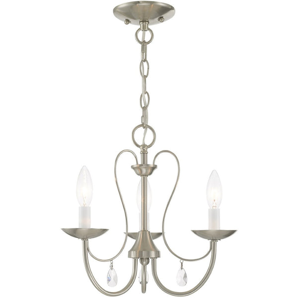 HomeRoots Nickel Three-Light Dimmable Chandelier with Unique Cylinder Shades for Elegant Ambient Lighting 687215