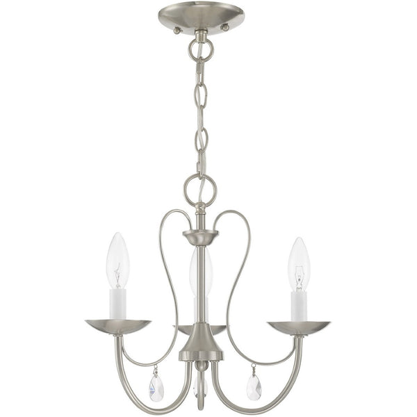 HomeRoots Nickel Three-Light Dimmable Chandelier with Unique Cylinder Shades for Elegant Ambient Lighting 687215