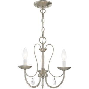 HomeRoots Nickel Three-Light Dimmable Chandelier with Unique Cylinder Shades for Elegant Ambient Lighting 687215