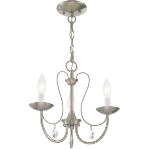 HomeRoots Nickel Three-Light Dimmable Chandelier with Unique Cylinder Shades for Elegant Ambient Lighting 687215