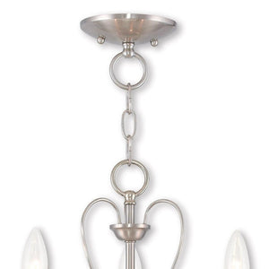 HomeRoots Nickel Three-Light Dimmable Chandelier with Unique Cylinder Shades for Elegant Ambient Lighting 687215
