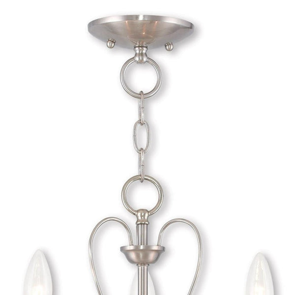 HomeRoots Nickel Three-Light Dimmable Chandelier with Unique Cylinder Shades for Elegant Ambient Lighting 687215
