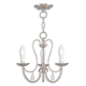 HomeRoots Nickel Three-Light Dimmable Chandelier with Unique Cylinder Shades for Elegant Ambient Lighting 687215