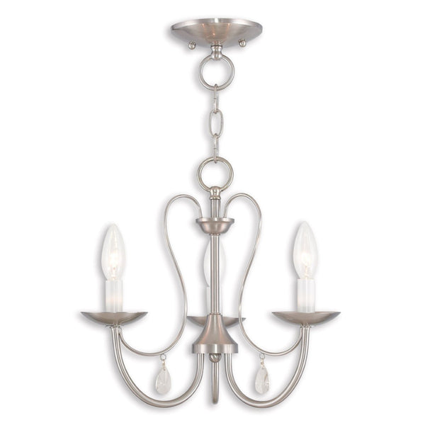 HomeRoots Nickel Three-Light Dimmable Chandelier with Unique Cylinder Shades for Elegant Ambient Lighting 687215
