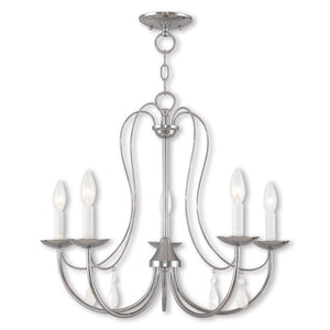 HomeRoots Five Light Dimmable Chandelier with Cylinder Shades - Modern Steel Design for Versatile Lighting 687217