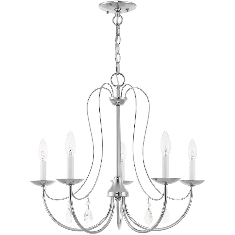 HomeRoots Five Light Dimmable Chandelier with Cylinder Shades - Modern Steel Design for Versatile Lighting 687217