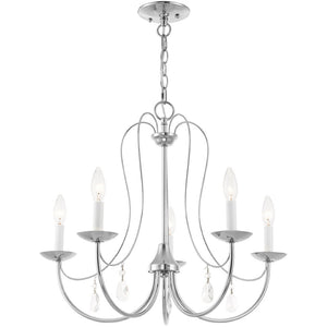 HomeRoots Five Light Dimmable Chandelier with Cylinder Shades - Modern Steel Design for Versatile Lighting 687217