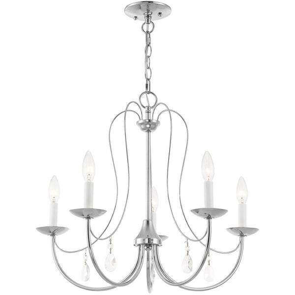 HomeRoots Five Light Dimmable Chandelier with Cylinder Shades - Modern Steel Design for Versatile Lighting 687217