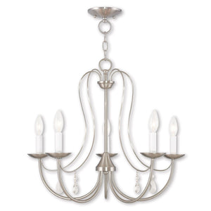 HomeRoots Five Light Dimmable Chandelier - Modern Cylindrical Shades for Stylish Home Lighting & Ambiance 687218