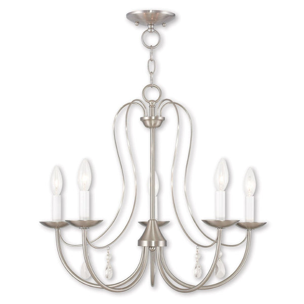 HomeRoots Five Light Dimmable Chandelier - Modern Cylindrical Shades for Stylish Home Lighting & Ambiance 687218