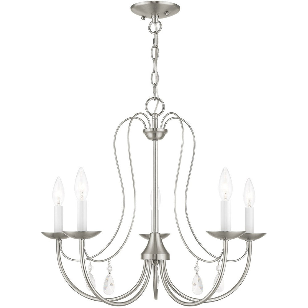 HomeRoots Five Light Dimmable Chandelier - Modern Cylindrical Shades for Stylish Home Lighting & Ambiance 687218