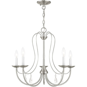HomeRoots Five Light Dimmable Chandelier - Modern Cylindrical Shades for Stylish Home Lighting & Ambiance 687218