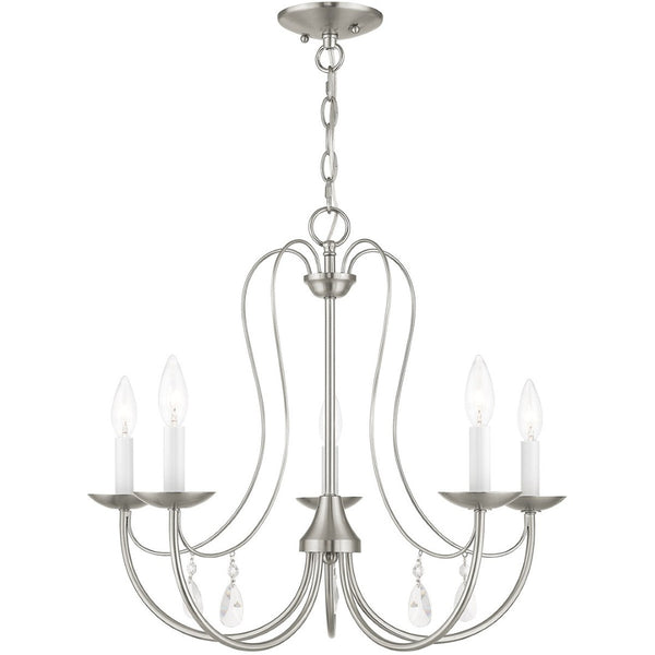 HomeRoots Five Light Dimmable Chandelier - Modern Cylindrical Shades for Stylish Home Lighting & Ambiance 687218