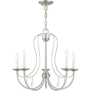 HomeRoots Five Light Dimmable Chandelier - Modern Cylindrical Shades for Stylish Home Lighting & Ambiance 687218