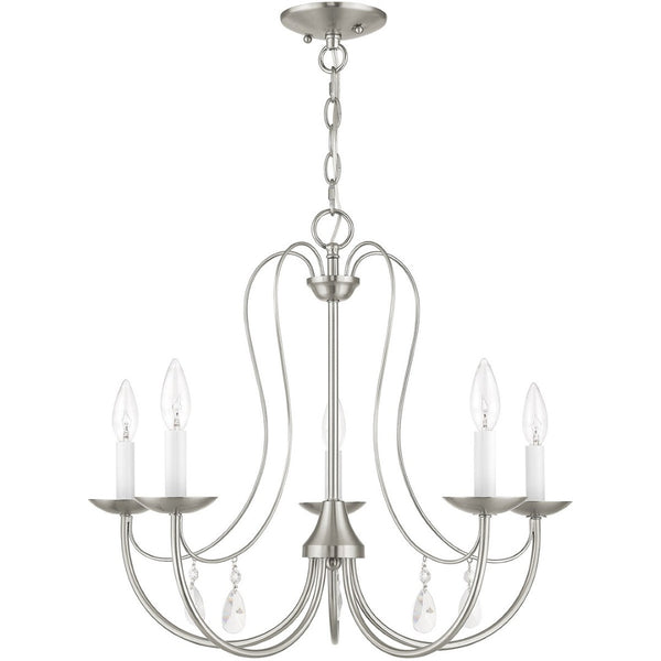 HomeRoots Five Light Dimmable Chandelier - Modern Cylindrical Shades for Stylish Home Lighting & Ambiance 687218