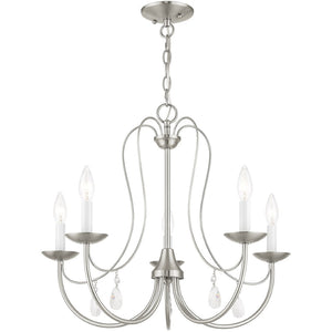 HomeRoots Five Light Dimmable Chandelier - Modern Cylindrical Shades for Stylish Home Lighting & Ambiance 687218