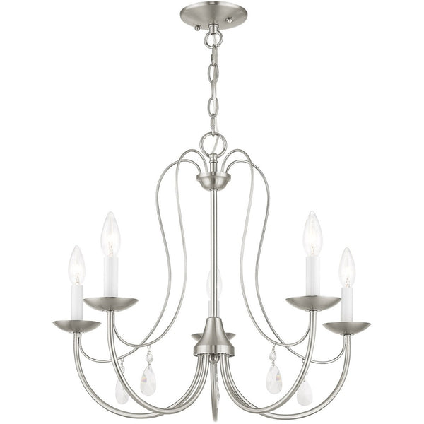 HomeRoots Five Light Dimmable Chandelier - Modern Cylindrical Shades for Stylish Home Lighting & Ambiance 687218