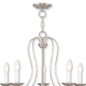 HomeRoots Five Light Dimmable Chandelier - Modern Cylindrical Shades for Stylish Home Lighting & Ambiance 687218