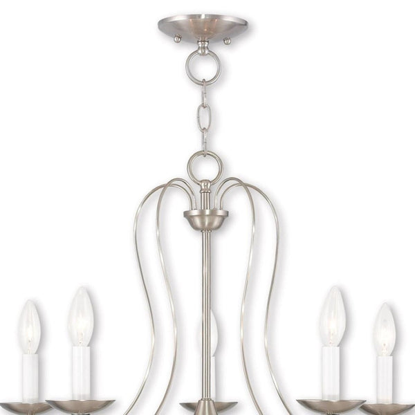 HomeRoots Five Light Dimmable Chandelier - Modern Cylindrical Shades for Stylish Home Lighting & Ambiance 687218
