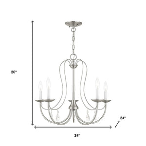 HomeRoots Five Light Dimmable Chandelier - Modern Cylindrical Shades for Stylish Home Lighting & Ambiance 687218