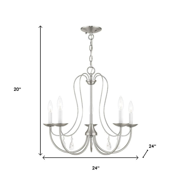 HomeRoots Five Light Dimmable Chandelier - Modern Cylindrical Shades for Stylish Home Lighting & Ambiance 687218