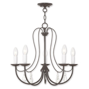 HomeRoots Five Light Dimmable Chandelier – Modern Cylinder Shades, Stylish Ambiance for Any Room Décor 687219