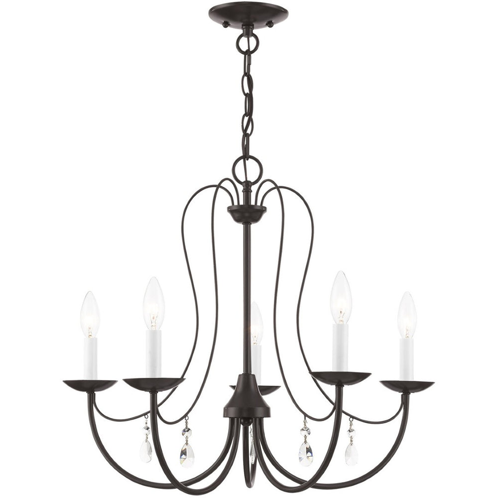 HomeRoots Five Light Dimmable Chandelier – Modern Cylinder Shades, Stylish Ambiance for Any Room Décor 687219