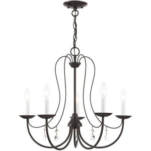 HomeRoots Five Light Dimmable Chandelier – Modern Cylinder Shades, Stylish Ambiance for Any Room Décor 687219