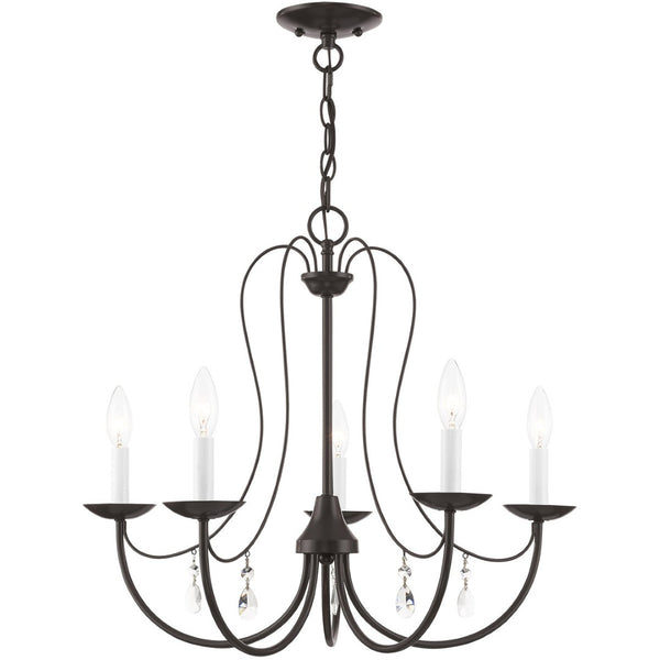 HomeRoots Five Light Dimmable Chandelier – Modern Cylinder Shades, Stylish Ambiance for Any Room Décor 687219
