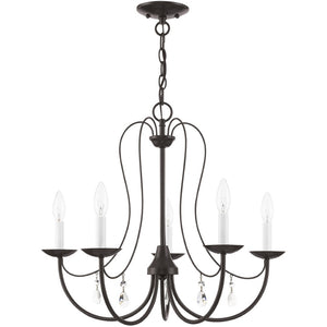 HomeRoots Five Light Dimmable Chandelier – Modern Cylinder Shades, Stylish Ambiance for Any Room Décor 687219