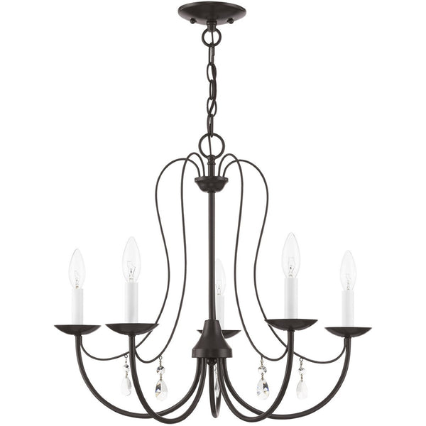 HomeRoots Five Light Dimmable Chandelier – Modern Cylinder Shades, Stylish Ambiance for Any Room Décor 687219