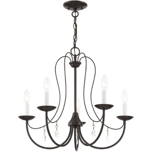 HomeRoots Five Light Dimmable Chandelier – Modern Cylinder Shades, Stylish Ambiance for Any Room Décor 687219
