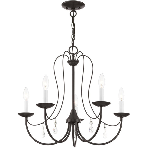 HomeRoots Five Light Dimmable Chandelier – Modern Cylinder Shades, Stylish Ambiance for Any Room Décor 687219