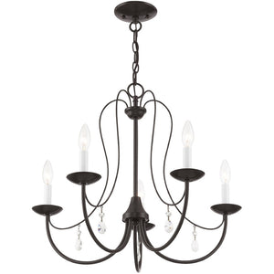 HomeRoots Five Light Dimmable Chandelier – Modern Cylinder Shades, Stylish Ambiance for Any Room Décor 687219