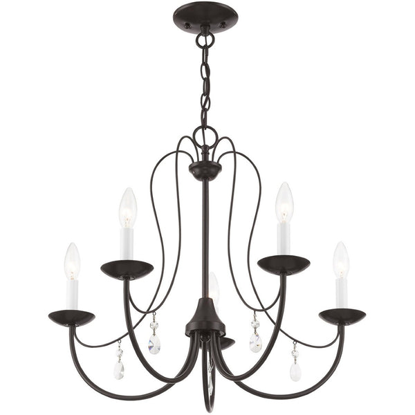 HomeRoots Five Light Dimmable Chandelier – Modern Cylinder Shades, Stylish Ambiance for Any Room Décor 687219