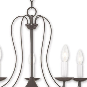 HomeRoots Five Light Dimmable Chandelier – Modern Cylinder Shades, Stylish Ambiance for Any Room Décor 687219