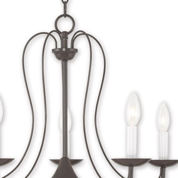 HomeRoots Five Light Dimmable Chandelier – Modern Cylinder Shades, Stylish Ambiance for Any Room Décor 687219