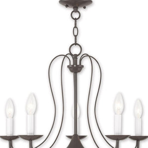HomeRoots Five Light Dimmable Chandelier – Modern Cylinder Shades, Stylish Ambiance for Any Room Décor 687219