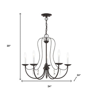 HomeRoots Five Light Dimmable Chandelier – Modern Cylinder Shades, Stylish Ambiance for Any Room Décor 687219