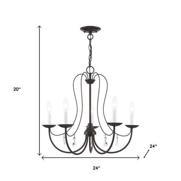 HomeRoots Five Light Dimmable Chandelier – Modern Cylinder Shades, Stylish Ambiance for Any Room Décor 687219