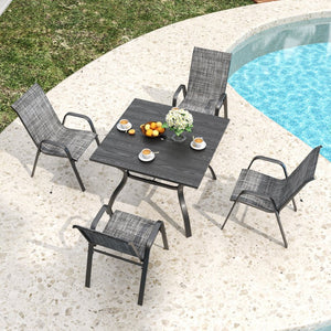 English Elm Outdoor Teslin Patio Chair Wide Ergonomic Seat Rust Proof Frame Commercial Grade Gray W3979P392984
