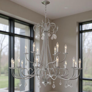 HomeRoots Multi Light Dimmable Chandelier - Modern Steel Design with Cylinder Shades for Versatile Illumination 687220