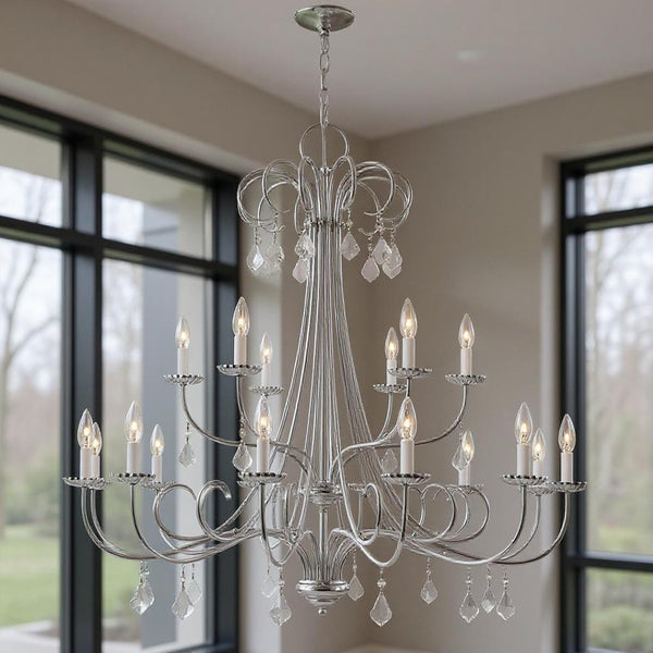 HomeRoots Multi Light Dimmable Chandelier - Modern Steel Design with Cylinder Shades for Versatile Illumination 687220