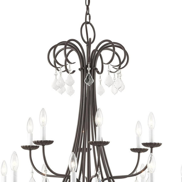 HomeRoots Multi Light Dimmable Chandelier - Modern Steel Shades for Sophisticated Ambiance in Any Room 687222